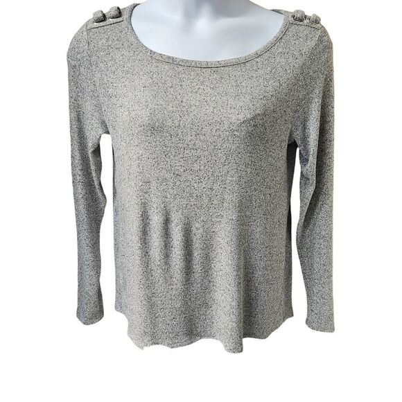 89th+Madison Plus Size Women's Gray LongSleeve Shoulder detail Top Size 1X NWOT - Picture 2 of 13
